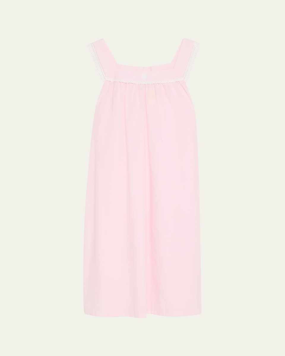 Emilia 1 Lace-Trim Striped Cotton Nightgown